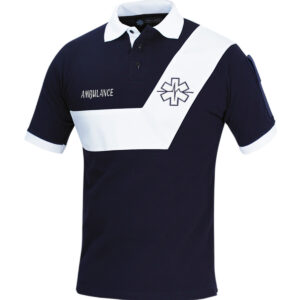 Polo Ambulance Origin Marine/Bande blanche Fin de série