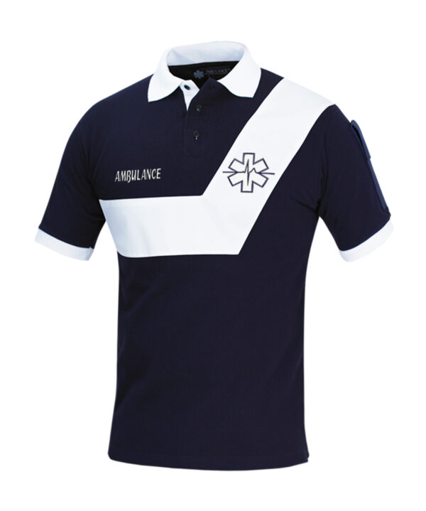 Polo Ambulance Origin Marine/Bande blanche Fin de série