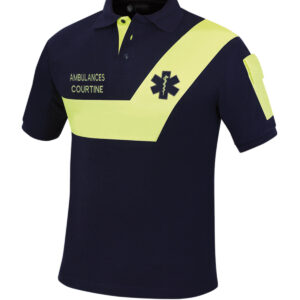 Polo Ambulance Origin Marine/Bande Jaune fluo Fin de série