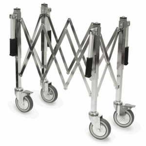 CHARIOT PORTE-CERCUEILS INOX EXTENSIBLE 2 CÔTÉS AVEC LEVIERS RÉGLABLES
