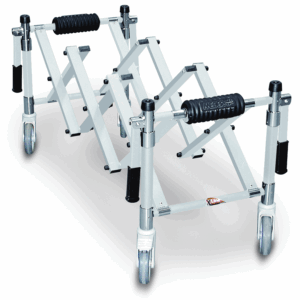 CHARIOT PORTE-CERCUEILS ATLAS ANODISÉ ARGENT ROUES DE 125mm